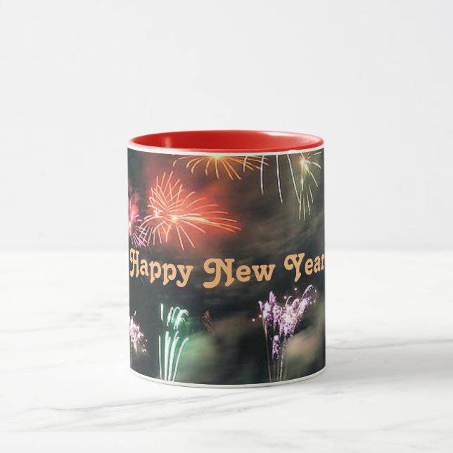 Caneca Feliz ano novo, Fireworks Espetacular, Mug (Centro)
