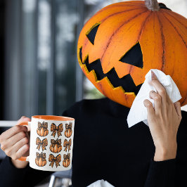 Caneca Feliz Arco Leopart de Halloween Pumpkin Coquette
