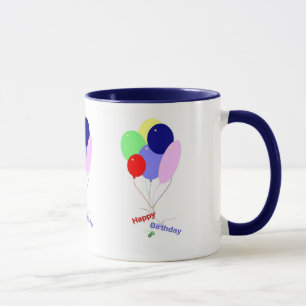 Caneca Feliz Balões de Aniversário Coloridos