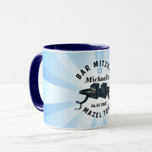 Caneca Feliz Bar Mitzvah 20XX Festa Azul Personalize