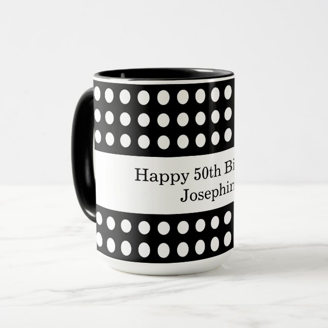 Caneca Feliz Bolinhas de aniversário (Frente Esquerda)