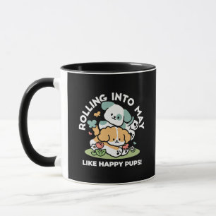 Caneca Feliz Cachorro A Cair Em Maio - Arte Canina Kawaii