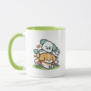 Caneca Feliz Cachorro A Cair Em Maio - Arte Canina Kawaii