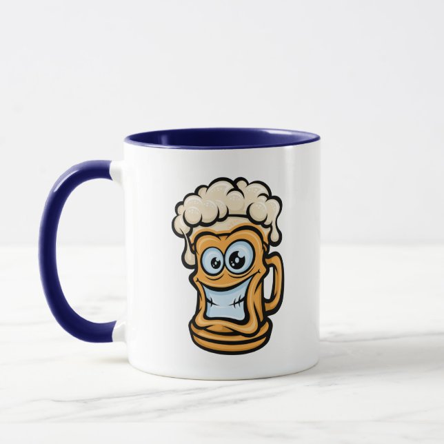 Caneca Feliz Cama De Cerveja, Ilustração Engraçada (Esquerda)