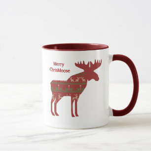 Caneca Feliz ChrisMoose Engraçado Natal Mose Arte Animal