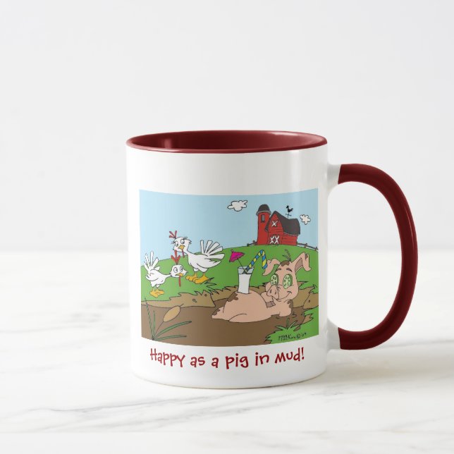 Caneca Feliz como um porco na lama! (Direita)