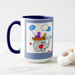 Caneca feliz da baleia da arte do coração
