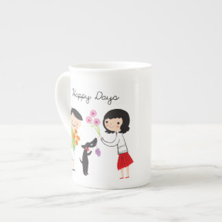Caneca feliz da porcelana de osso dos dias (Cocos