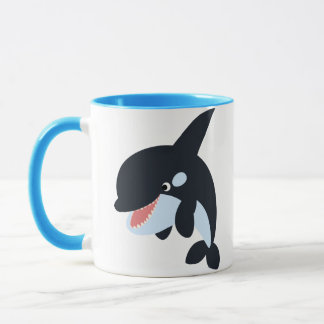 Caneca Feliz de desenho animado com baleia assassina