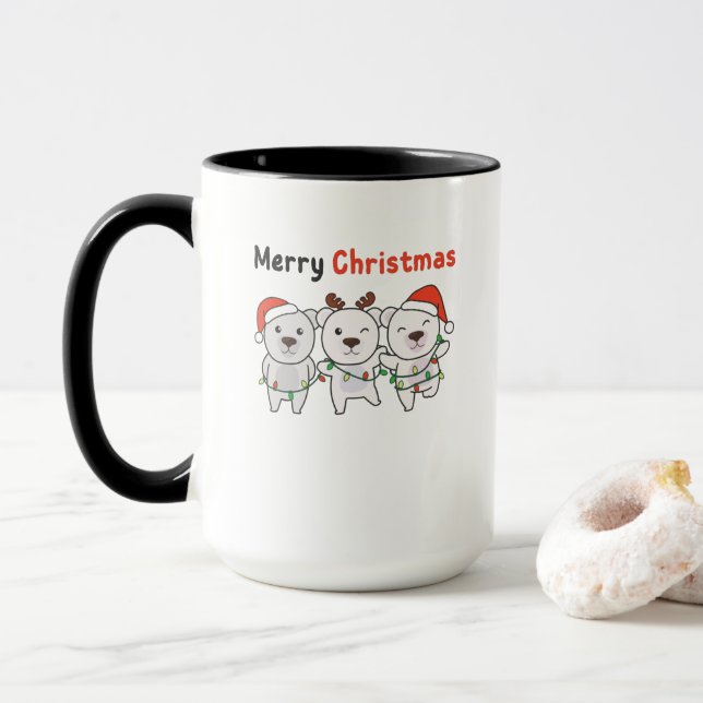 Caneca Feliz de Ursos Polares (Com Donut)