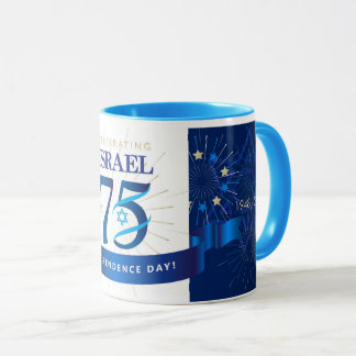 Caneca Feliz Dia da Independência de Israel 75 Blue Star 