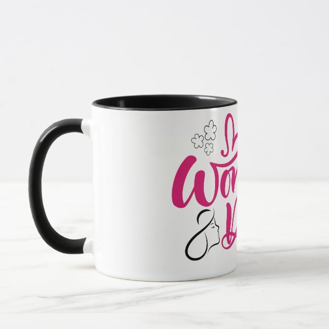 Caneca Feliz Dia da Mulher 8 de março | International Wom (Esquerda)