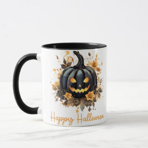 Caneca Feliz Dia das Bruxas Florais de Jack-O' Lanterna