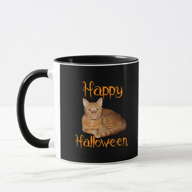 Caneca Feliz Dia das Bruxas - Tabby Laranja Não Assustado (Esquerda)