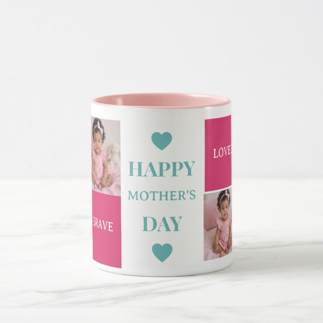 Caneca Feliz Dia das Mães 4 Foto Rosa e Verde (Centro)
