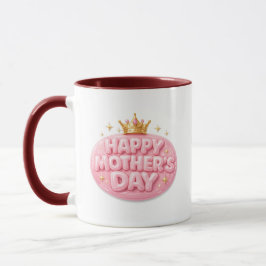 Caneca Feliz Dia das Mães Coroa Fonte Bolha