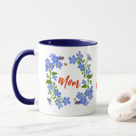 Caneca Feliz Dia das Mães, floral. Esquece-me de não amar