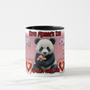 Caneca Feliz Dia das Mães por um Panda em um Colorido