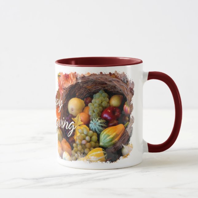 Caneca Feliz Dia de Ação de Graças 10 Mug (Direita)