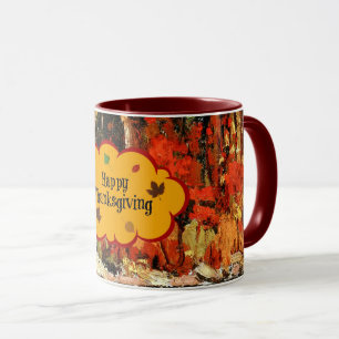Caneca "Feliz Dia de Ação de Graças," Cores do outono