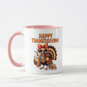 Caneca Feliz Dia de Ação de Graças Peru Purê de Abobrinha