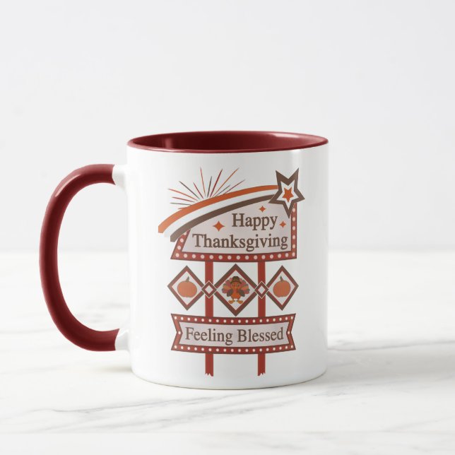 Caneca Feliz Dia de Ação de Graças Sentido Bênção - Sinal (Esquerda)