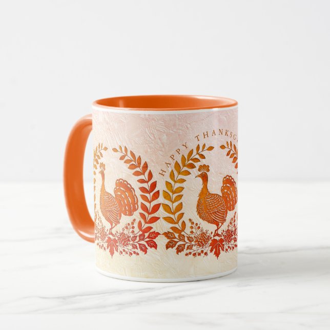 Caneca Feliz Dia de Ação de Graças Turquia Mug (Frente Esquerda)