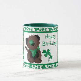 Caneca Feliz Dia de Aniversário Cachorro Verde