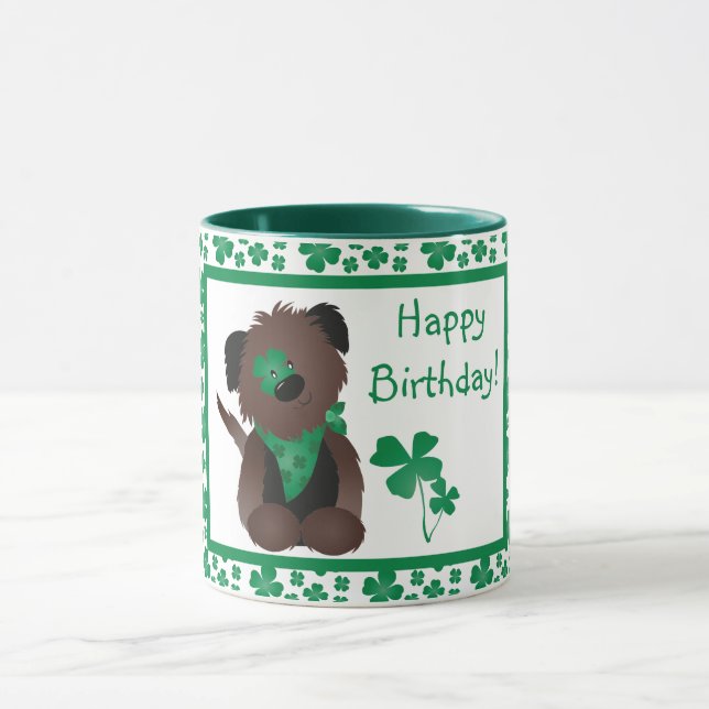 Caneca Feliz Dia de Aniversário Cachorro Verde (Centro)