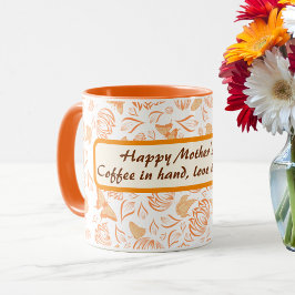 Caneca Feliz Dia de as mães com Padrão de Borboleta Laran