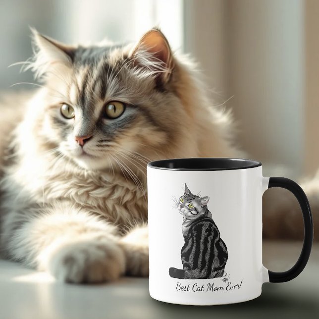 Caneca Feliz Dia de as mães Tabby Cat (Criador carregado)
