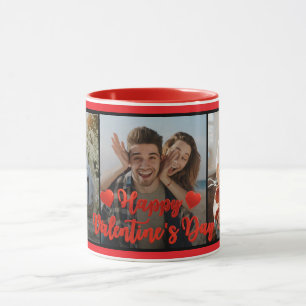 Caneca Feliz dia de os namorados Coração preto e vermel