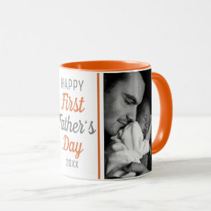 Caneca Feliz Dia de os pais 2 Foto Laranja E Branco