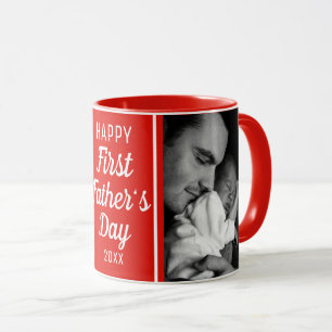Caneca Feliz Dia de os pais 2 Foto Vermelha E Branca
