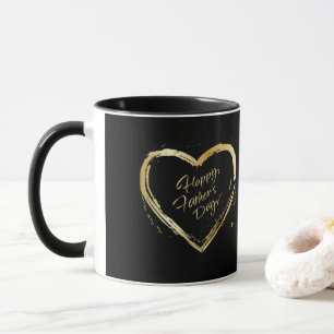 Caneca Feliz Dia de os pais Elegante, Dourado, Caligrafia