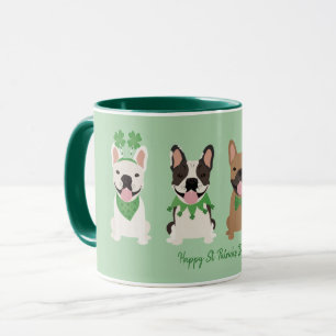 Caneca Feliz Dia de São Patrício Bulldogues Franceses
