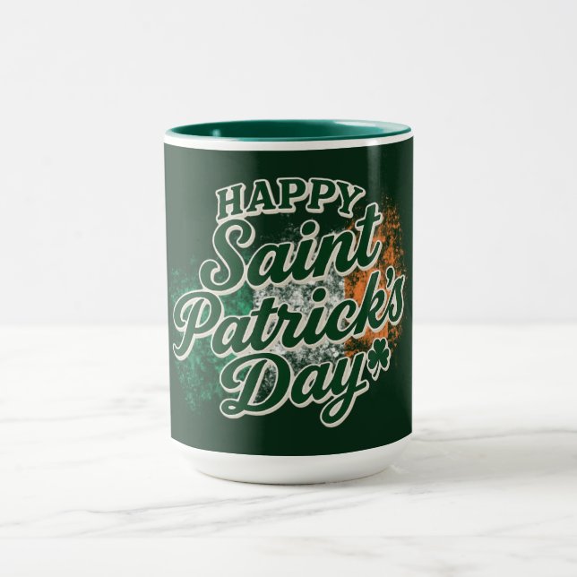 Caneca Feliz dia de São Patrício retrô (Centro)