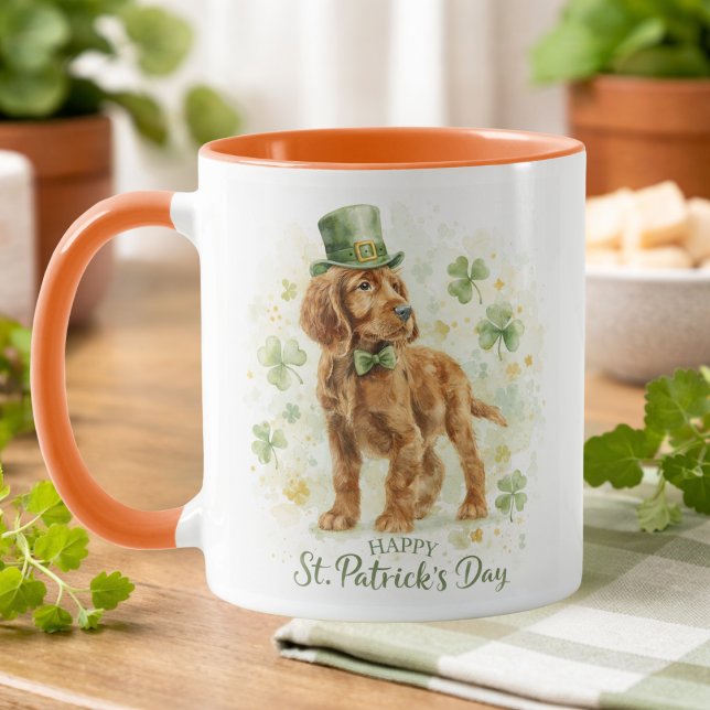 Caneca Feliz Dia de São Patrício Setter Irlandês  (Criador carregado)