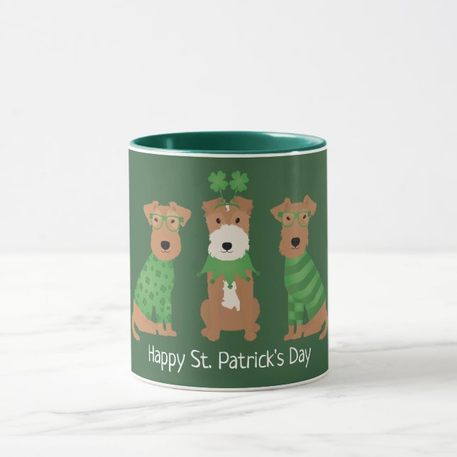 Caneca Feliz Dia de São Patrício Welsh Wire Fox Terrier D (Centro)