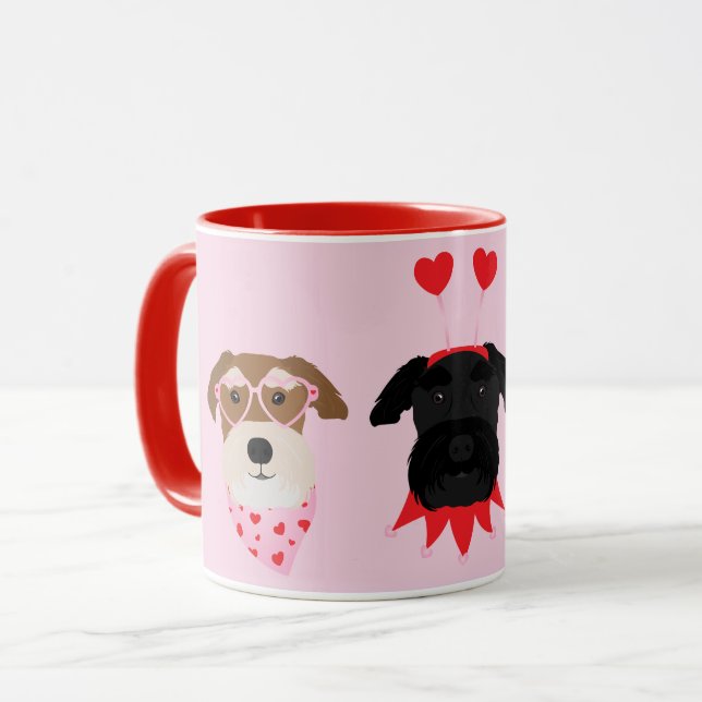 Caneca Feliz Dia dos Namorados Cães Schnauzer (Frente Esquerda)