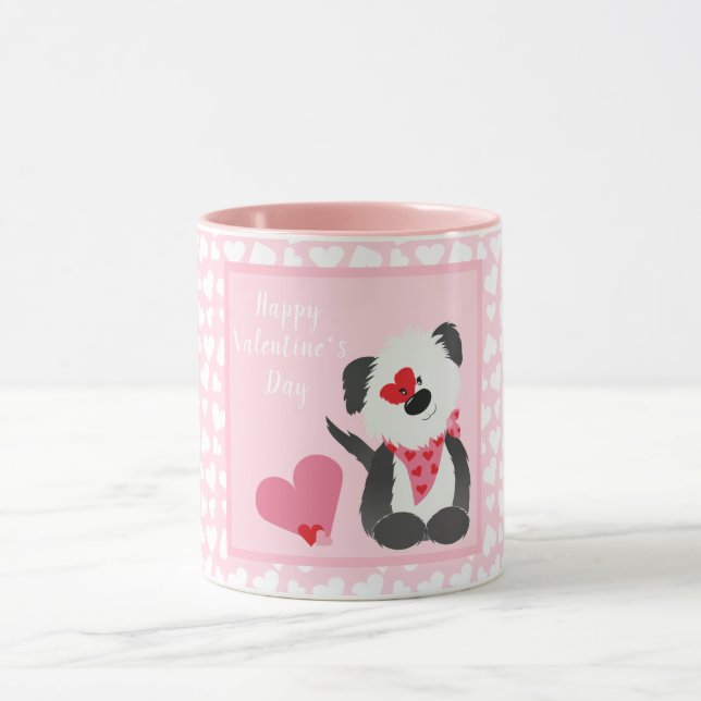 Caneca Feliz Dia dos Namorados Corações Pupados Rosa (Centro)