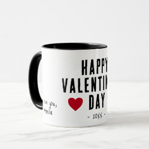Caneca Feliz Dia dos Namorados Corações Vermelhos Moderno