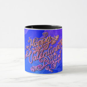 Caneca Feliz Dia dos Namorados letra coração azul