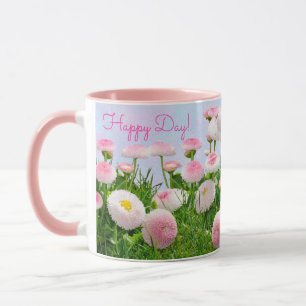 Caneca Feliz Dia Rosa Floral Mug