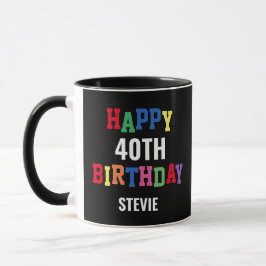 Caneca Feliz divertimento colorido aniversário de 40 anos