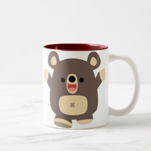 Caneca feliz do urso preto dos desenhos animados