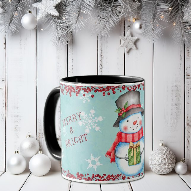 Caneca Feliz e Bright Christmas Snowman Kids Mug (Criador carregado)