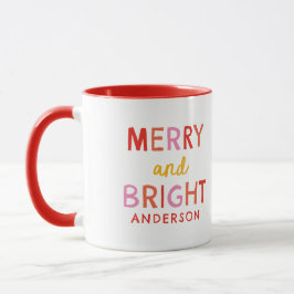 Caneca Feliz e Brilho Personalizado Gingham Vermelho e Ro