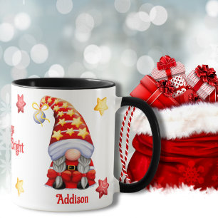 Caneca Feliz E Gnomo De Natal Brilhante