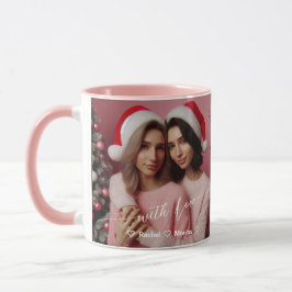 Caneca Feliz e Lésbica Brilhante Rosa | Foto personalizad